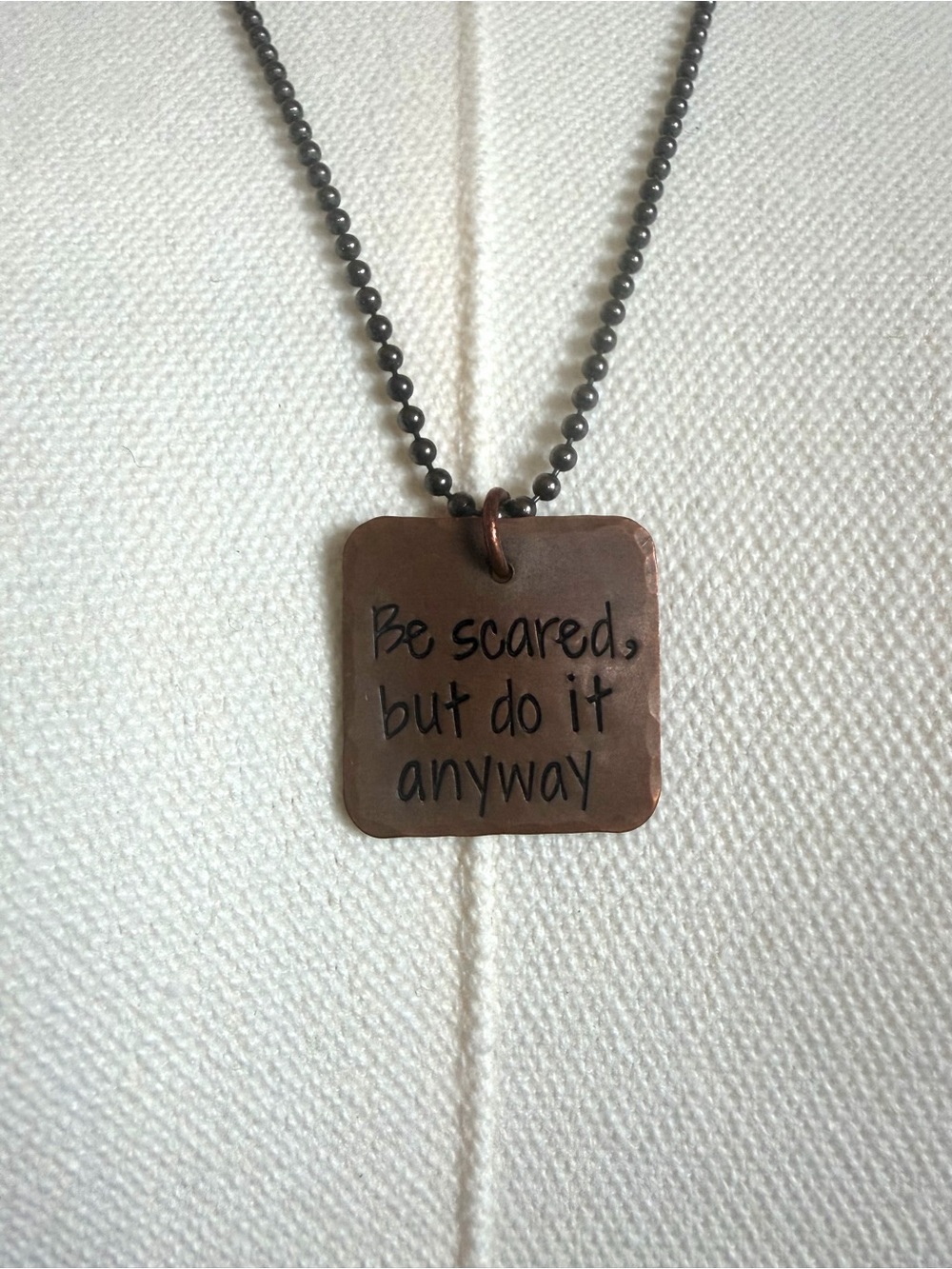 Inspirational Square Pendant Necklace - Be scared, but do it anyway